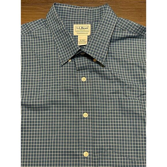 L.L. Bean Other - LL Bean XL Tall Traditional‎ Fit Blue/White Check Button Down L/S Cotton Shirt